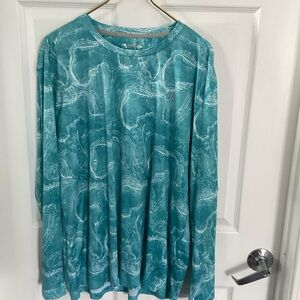 Reel Legends Aqua and White Wave Shirt